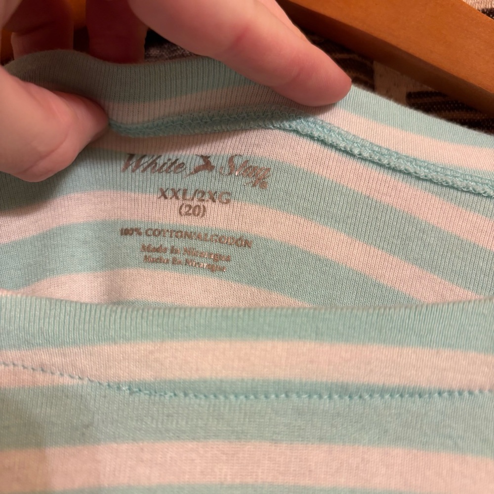White Stag Women’s Striped Short Sleeve Shirt Size XXL, 100% Cotton - Picture 2 of 6
